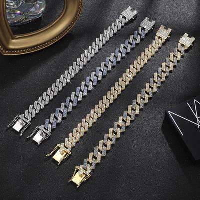 Pánský 14mm kubánský řetěz plně osazený diamanty - Hip Hop styl