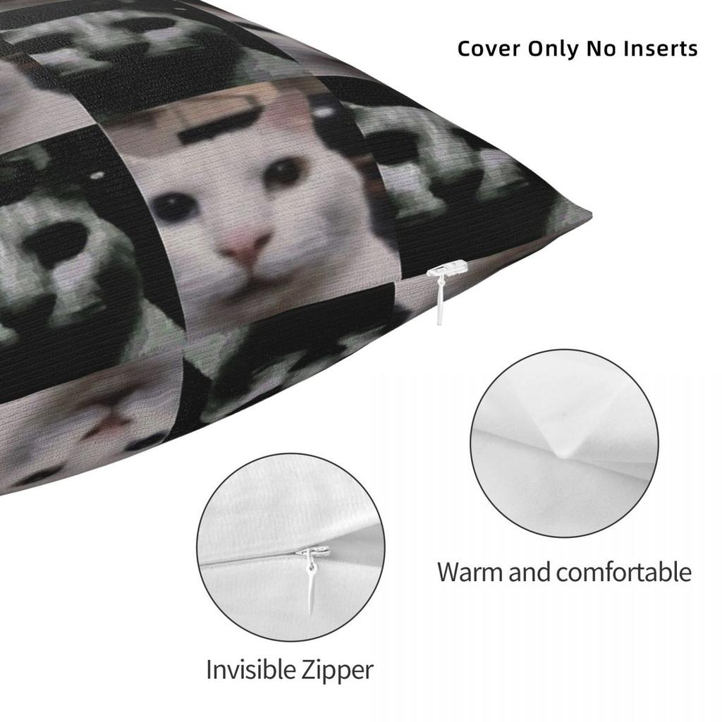 Uncanny Cat Canny Cat Pillowcase Polyester Linen Velvet Pattern Zip Decor Pillow Case Bed Cushion Cover