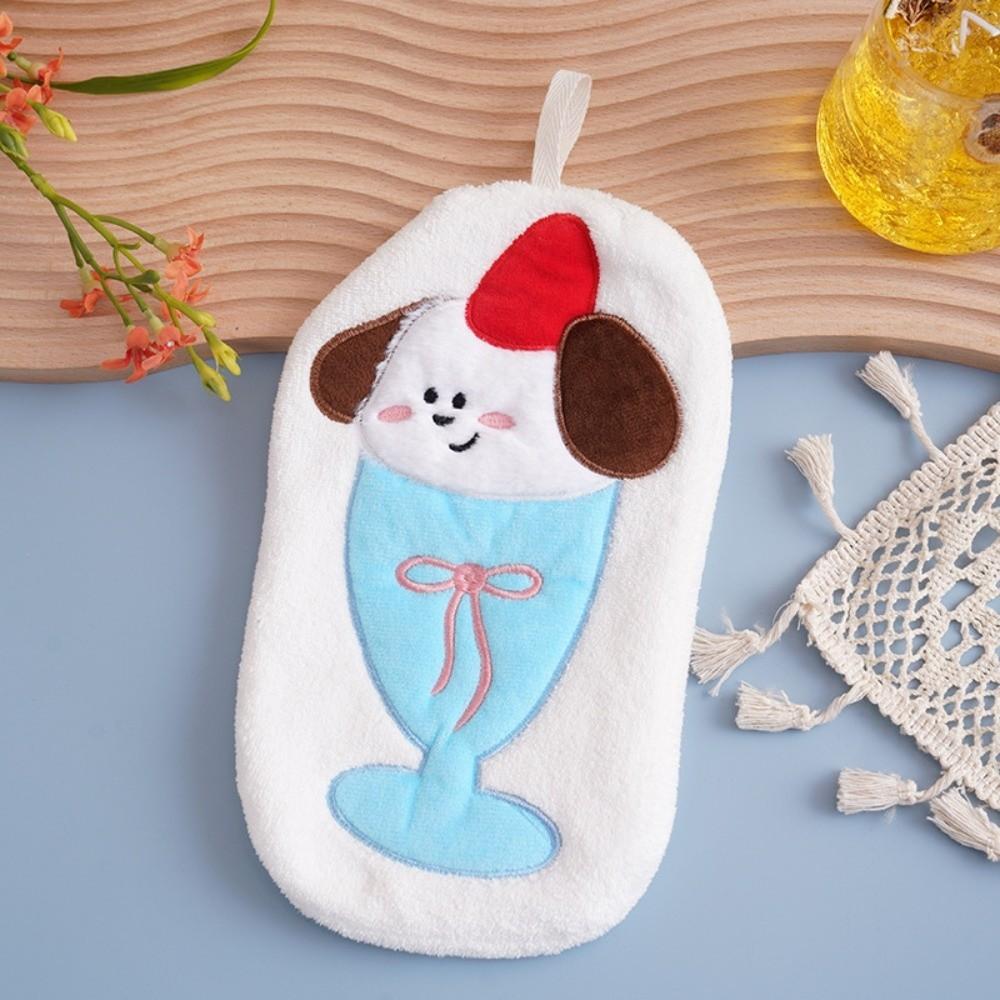 Embroidery Toilet Handkerchief Water-absorbing Bathroom Kerchief Cute Bear Hand Towel  Household