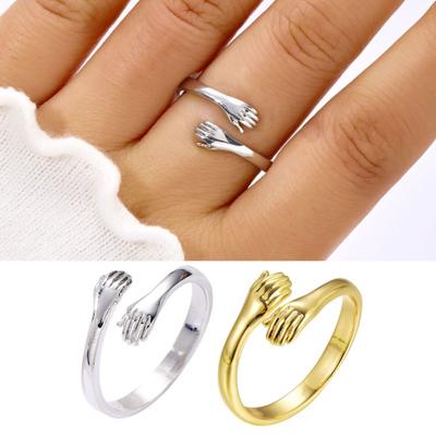 Offener Ring für Frauen, umarmende Form, verstellbar, einfarbig, poliert, galvanisiert, Retro-Fingerring, Valentinstagsgeschenk, Damenschmuck