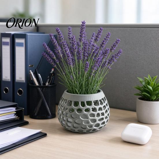 Decorative Table Centerpiece 3D Printed Hollow Vase, Modern Geometric Flower Container, Minimalist Desktop Organizer for Dried Flowers Niche Interior