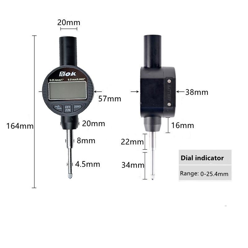 Digital Dial Indicator 0.01mm/0.0005'' Digital Probe Indicator Dial Test Gauge Range 0-25.4mm Dial Test Indicators