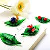 Collectible Art Glass Miniature Glass Insect Figure Animal Miniature Figurines Ornament Green Leaf Insect Statues