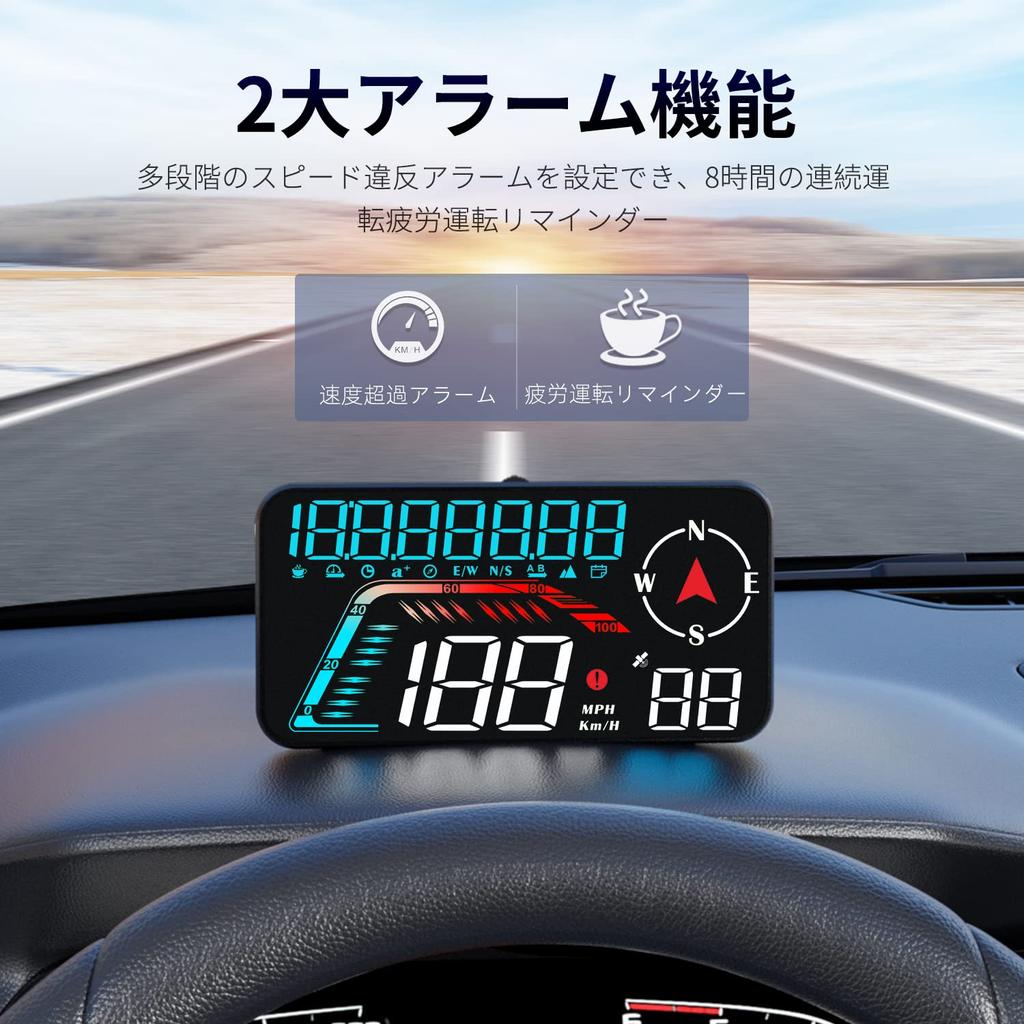 Wiiyii HUD GPS and Other Data with Fatigue Driving and Speeding Reminder Car Suitable for All No Compatibility Issues Head-Up Display, Speedometer,