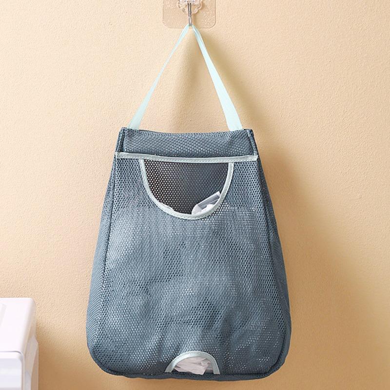 Garbage Bag Storage Box For Plastic Bag Wall Hanging Bag Washable Mesh Storage Bags Plastic Bag Holder Dispenser Kitchen Tools