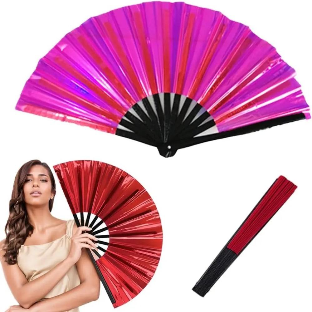 Exquisite Large Folding Hand Fan Laser Reflective Hand Fan Perfect Dance Fan  Festival Party