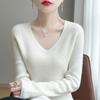 New Autumn and Winter Women's Pullover Sweater Long-sleeved Tight Slimming Knitted Sweater V-neck Slimming Base Layer