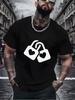 RoUnisextic Minimalist Unisexs Loose Black Tee Double Heart Lock Linked Pattern Print Breathable Cotton Dating Street Casual Shirts