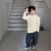 Boys Thick Fleece-Lined Half Turtleneck Solid Knit Base Layer Top for Winter