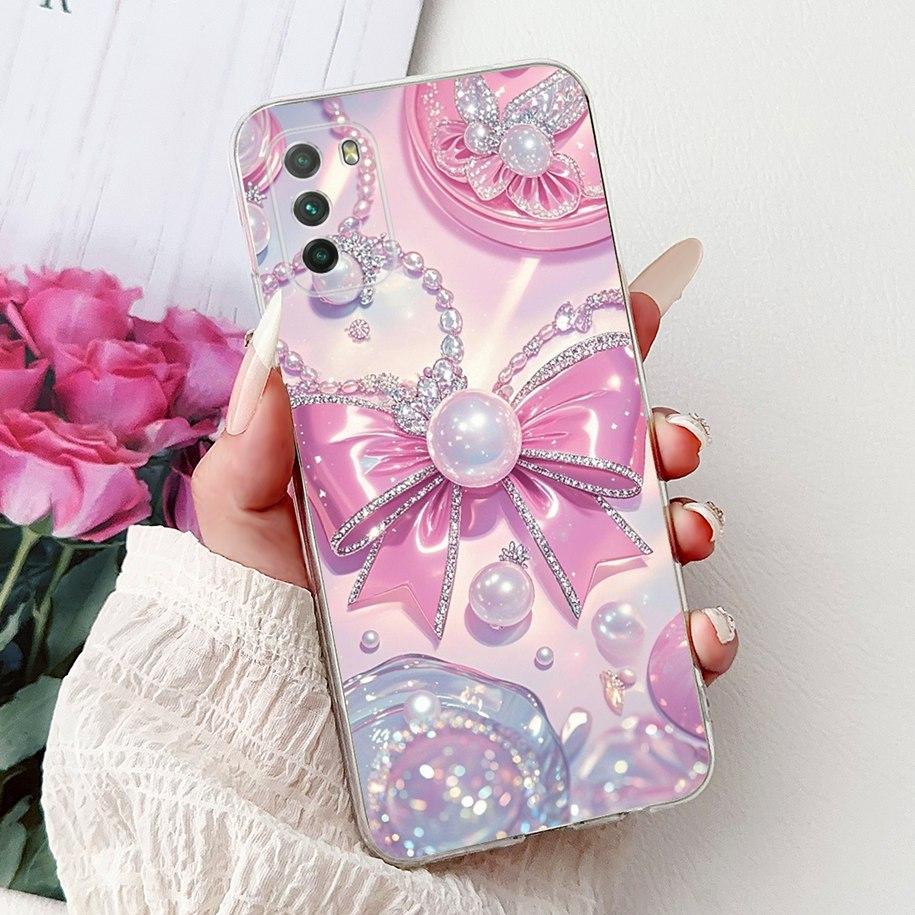 For Xiaomi Poco M3 Case Poco M3 Pro 5G Cover Fashion Flower Bowknot Capa Soft Slim Silicone Bumper For Xiaomi PocoM3 M3Pro Shell