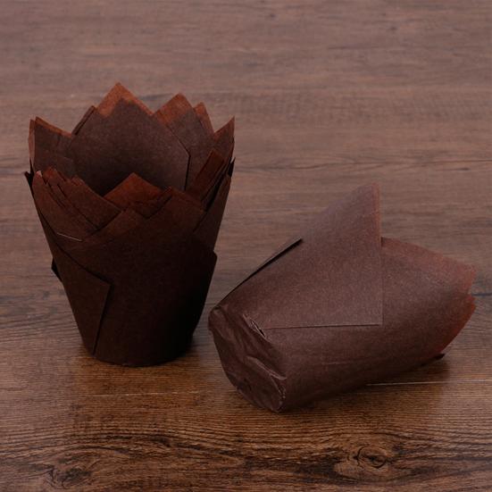 50 Stück Tulpen Muffin Blume Form Becher Einwegpapier Feiertagsparty Cupcake Förmchen Küche