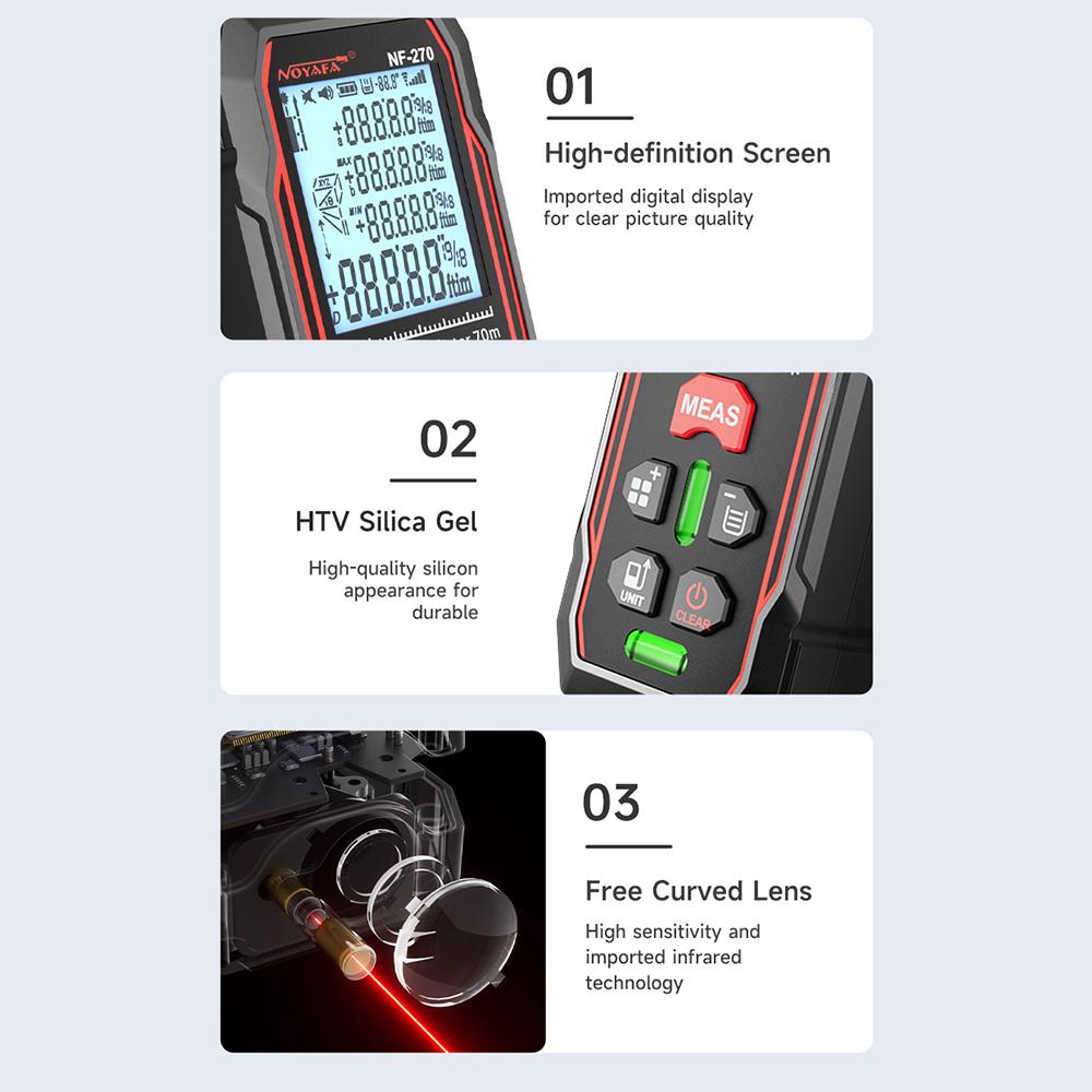 NOYAFA NF270 Laser Rangefinder 70m229ft Digital Laser Distance Meter Mftinft+in Range Finder
