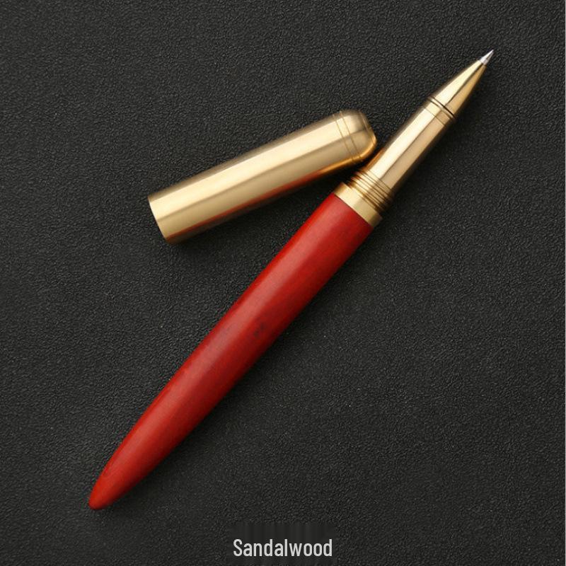 Brass Sandalwood Fountain Pen Set for Students - Customizable Signature Pen with Engraved Logo