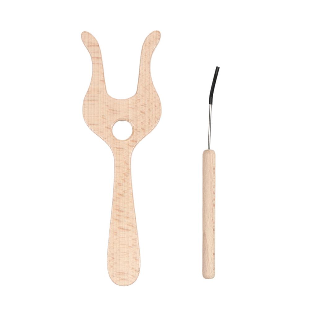 Hölzernes Lucet Häkelgabel Set Multifunktionales Strickwerkzeug Hölzerne Webgabel zum Häkeln Stricken Flechten Anfänger