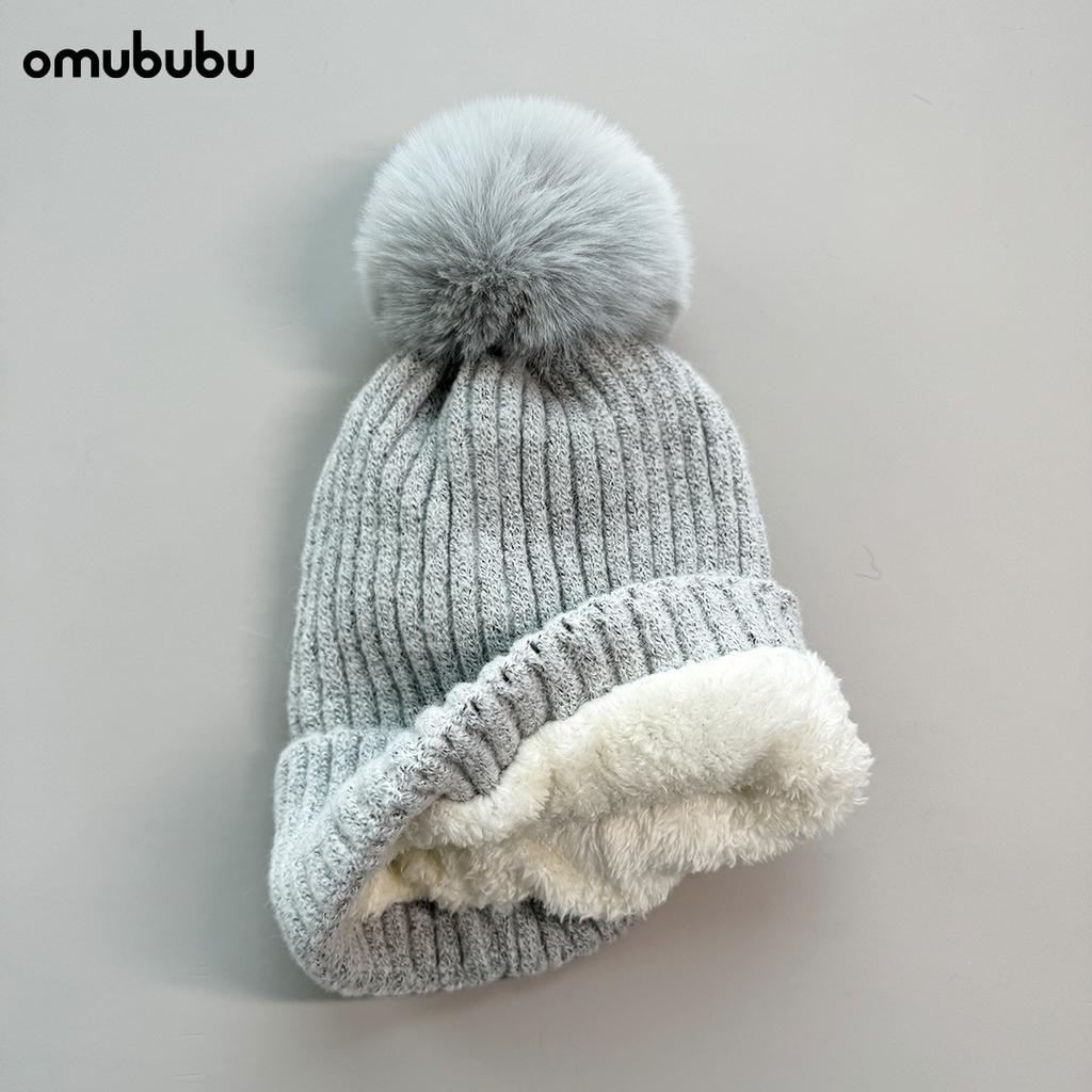 Winter plush wool hat women's tide versatile warm hairball knitted hat children's ear protection cold cover cold hat