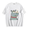 Zszokowany Nosorożec Kreskówkowy T-Shirt - Zabawna Koszulka Unisex z Dziką Przyrodą z Szeroko Otwartymi Oczami