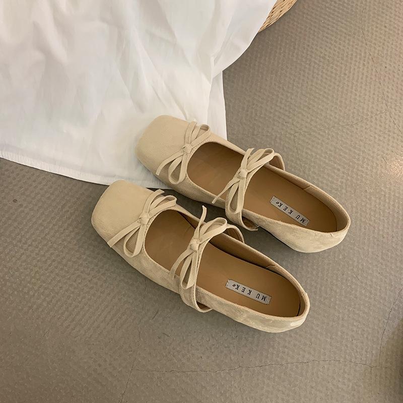 Französische Innenhöhenerhöhung Doppel-Schleife Ballett Einzelne Schuhe Damen Frühling und Herbst 2025 neue Modelle mit Rock Temperament Fee Damenschuhe