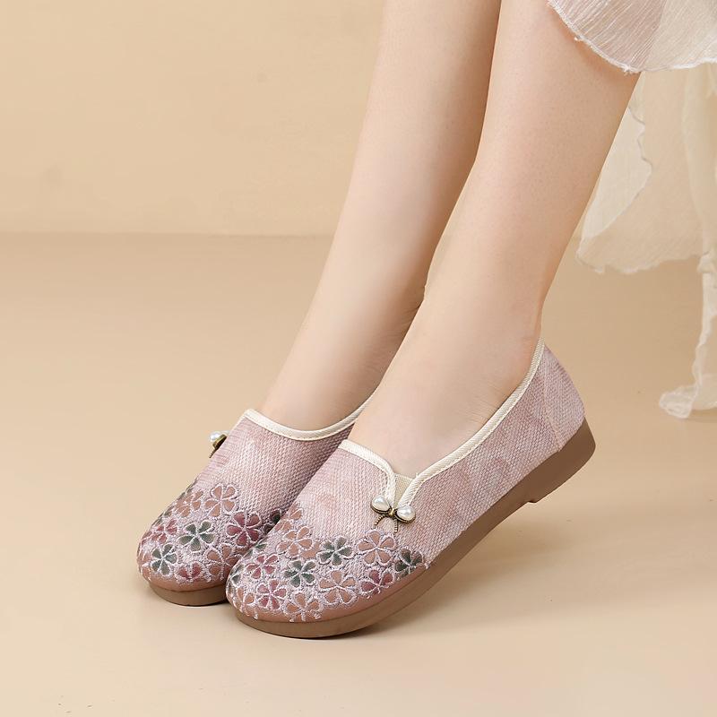 Middle-aged and Elderly Women's Summer Round-toe Soft-soled Comfortable Lightweight Single Shoes Fashionable Versatile, Non-slip and Wear-resistant