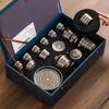 Sterling Silver Dunhuang Ten Thousand Buddhas Tea Set: Luxury Gift Box for New Year, Birthdays & Elders