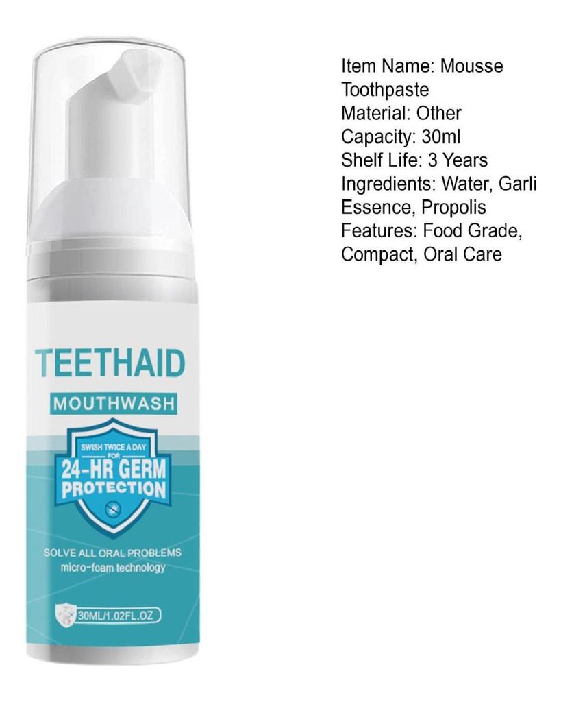 30ML Mousse Toothpaste Natural Ingredients Oral Care Food Grade User-friendly Teeth Mousse Foam