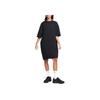 Nike Logo Solid Color Symmetrical Loose Fitting Bodycon Dress Round Neck Casual Short Sleeve Dress Women Dresses Black FB8337-010