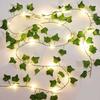 2M Green Leaf String Lights Artificial Ivy Vine Fairy Light Wedding Party Decoration Christmas Home Room Decor Wall Plant Wreath