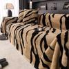 Light Luxury Rabbit Plush Sofa Cover Cloth Thick Anti Slip L Sofa Towel Leopard Print Backrest Autumn Winter Couch Mat Blanket