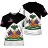 2026 3D Nationales Wappen & Flagge von Haiti Aufdruck Schnelltrocknendes Atmungsaktives Herren-T-Shirt | Outdoor-Sporttraining Eltern-Kind-Outfits
