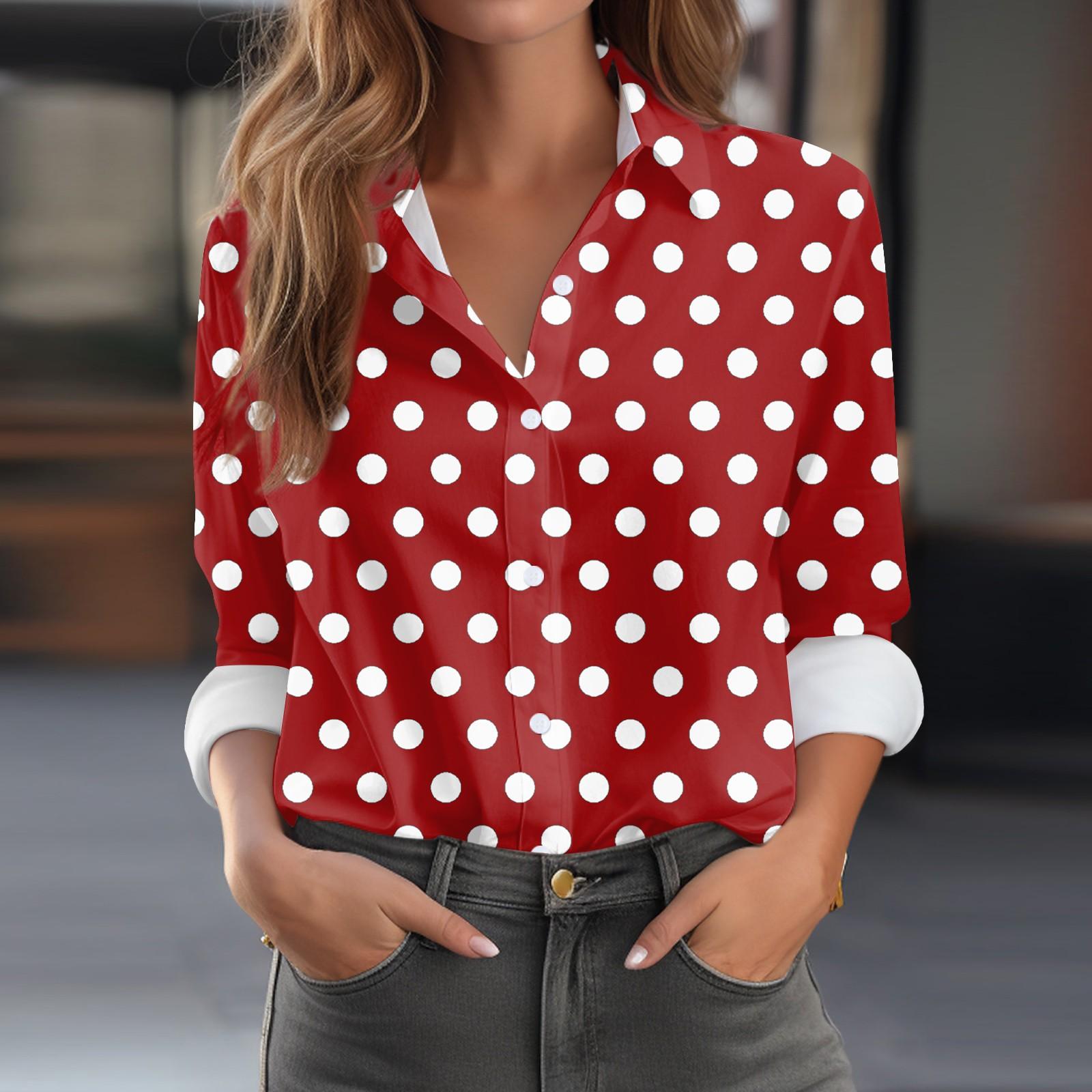 

Женская рубашка-блузка с принтом и пуговицами, длинный рукав, повседневный базовый рубашечный воротник, обычный топ XXXL винный