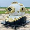 45.72 Cm White Diving Helmet Mark V US Navy Diving Divers Helmet with Wooden Base Nautical Maritime Decor Best Gift