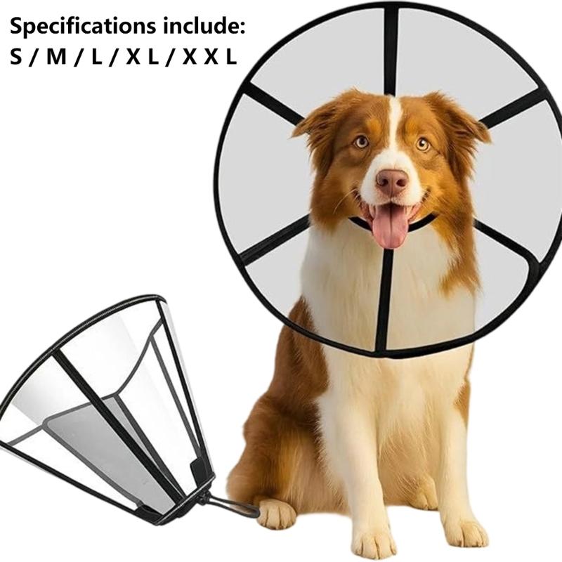 Adjustable Dog Cone Collar Post Surgical Care Soft Plastic AntiChew Licking Neck Guard For Large Breeds Wound Healing
