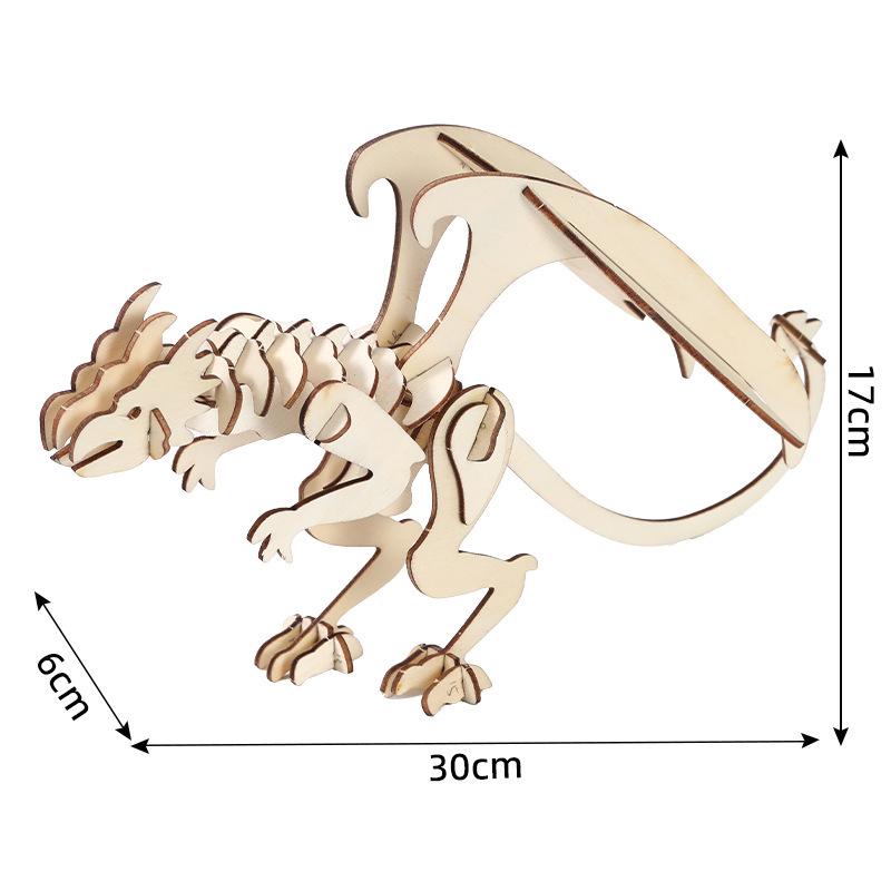 3D Wooden Dinosaur DIY Model Kit - Educational Toy & Gift for Boys and Girls
