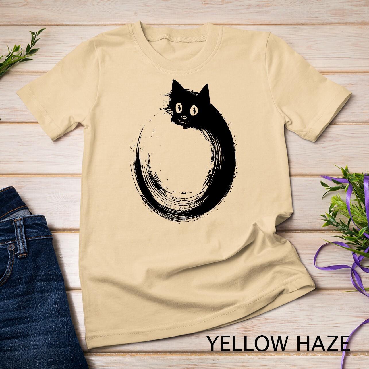 Cute Cat Zen Circle Meditation T-Shirt Mens Womens Tees Top Unisex T-Shirt Mens Womens Tees Top 2XL