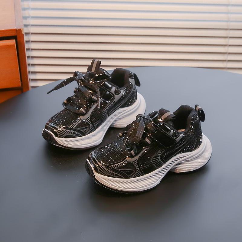 New style girls' dad shoes with rhinestones, stylish children's autumn and winter sneakers, breathable girls' shoes