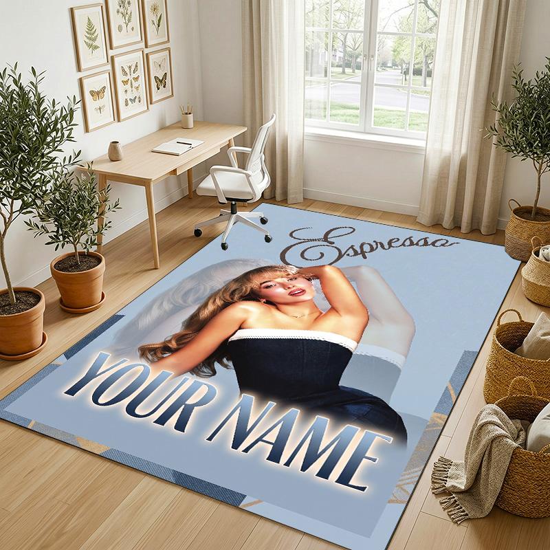 Personalized Crystal Velvet Carpet,Sabrina Carpenter Custom Printed Name, Plush Area Rug For Home Indoor Decor