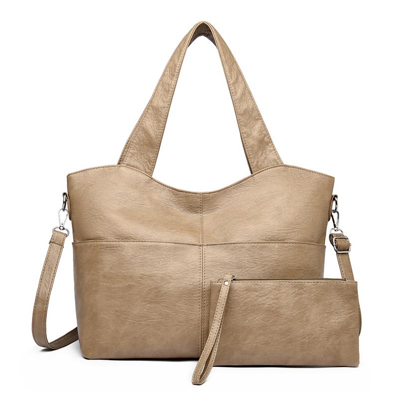 Women's Shoulder Bag Large Capacity Mother Bag Soft Leather Handbag with Coin Purse Crossbody Bag for Women