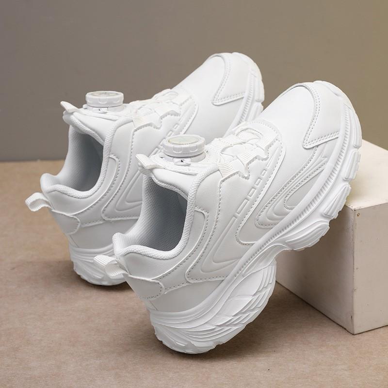 Kinder Weiß Schwarz Sneaker Schulsport Tanz Laufschuhe Mit Drehverschluss