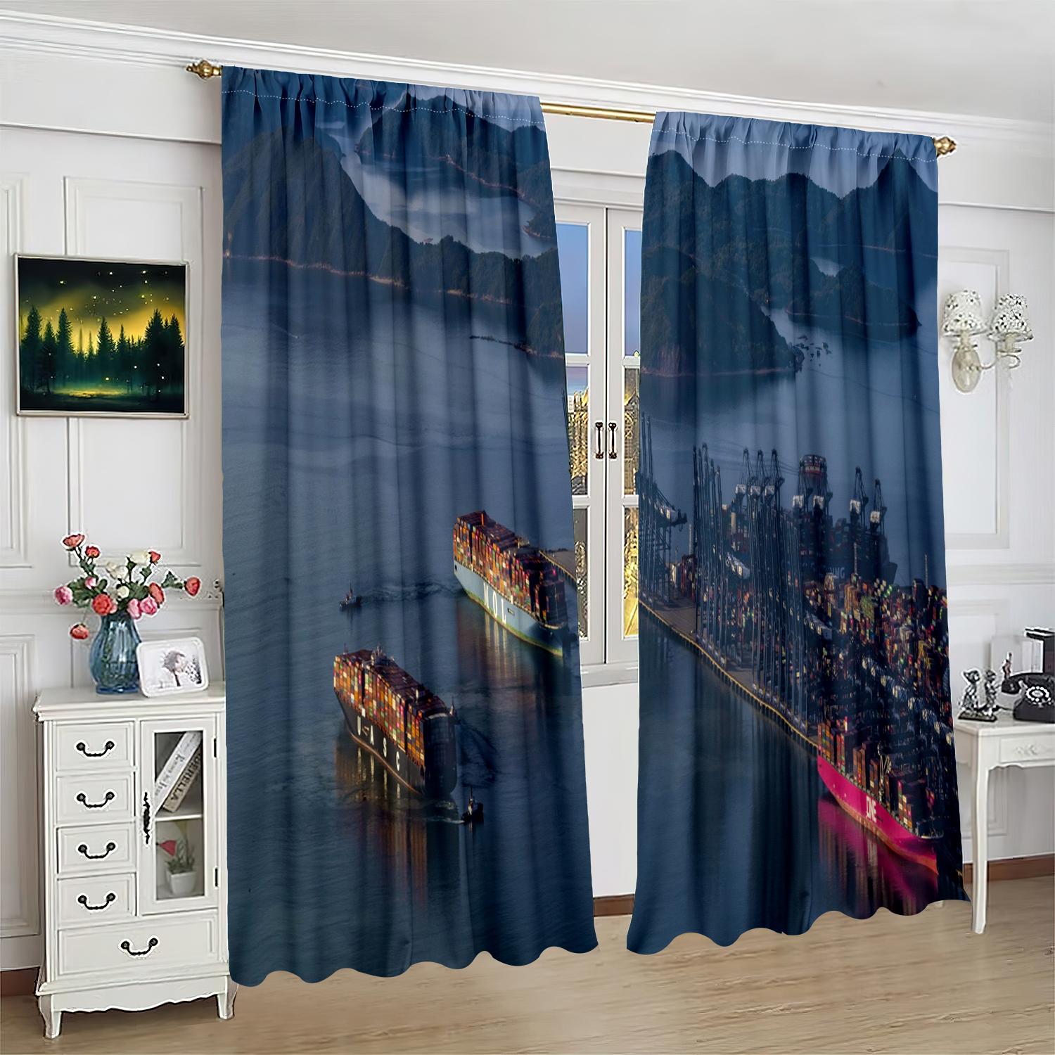 

2 шт. - ночной вид - напечатанная штора - материал полиэстер - для спальни гостиной кабинета занавеска, препятствующая приватности 30inchx65inchx2Pcs