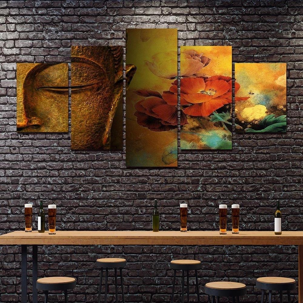 HD Print Modular 5 PiecesBuddhism Meditation Posters Canvas Painting Art Modern Home Decor for Living Room Wall Picture No Frame