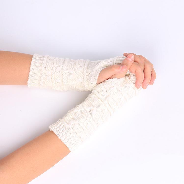 

Женские вязаные шерстяные перчатки с полупальцами для работы за компьютером — теплые, для защиты от холода зимой и осенью One Size белый