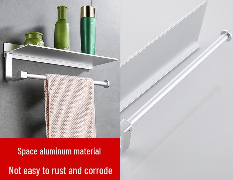 Punch-Free Aluminum Kitchen Roll & Paper Towel Holder - Black Wall-Mounted Storage Rack