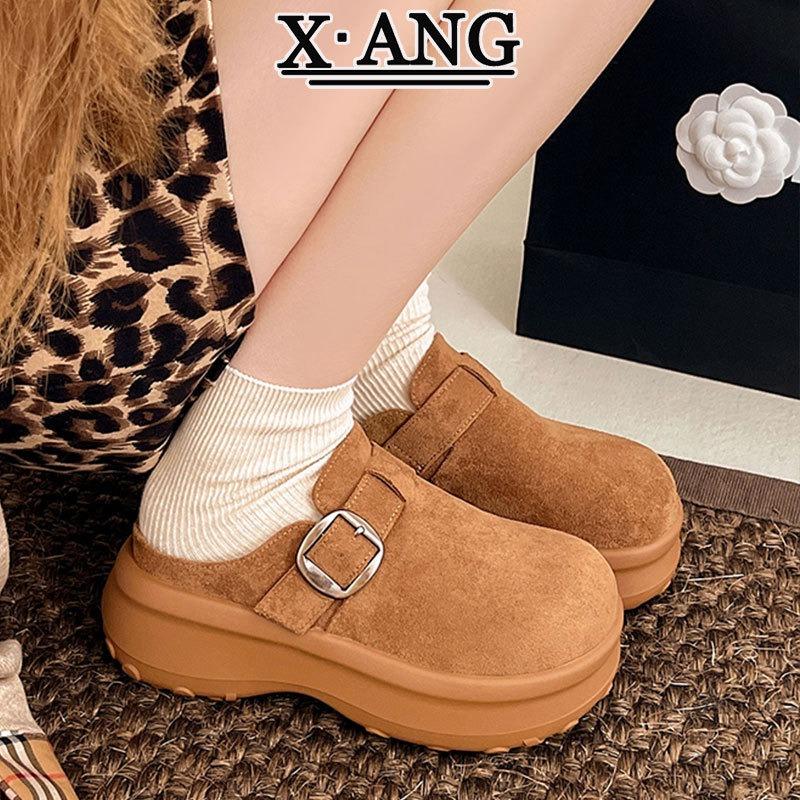 

Версия из коровьей кожи на толстой подошве, с высокой платформой, с закрытым носком, полушлепанцы, женская обувь, осень, новые туфли на одном ремешке 40