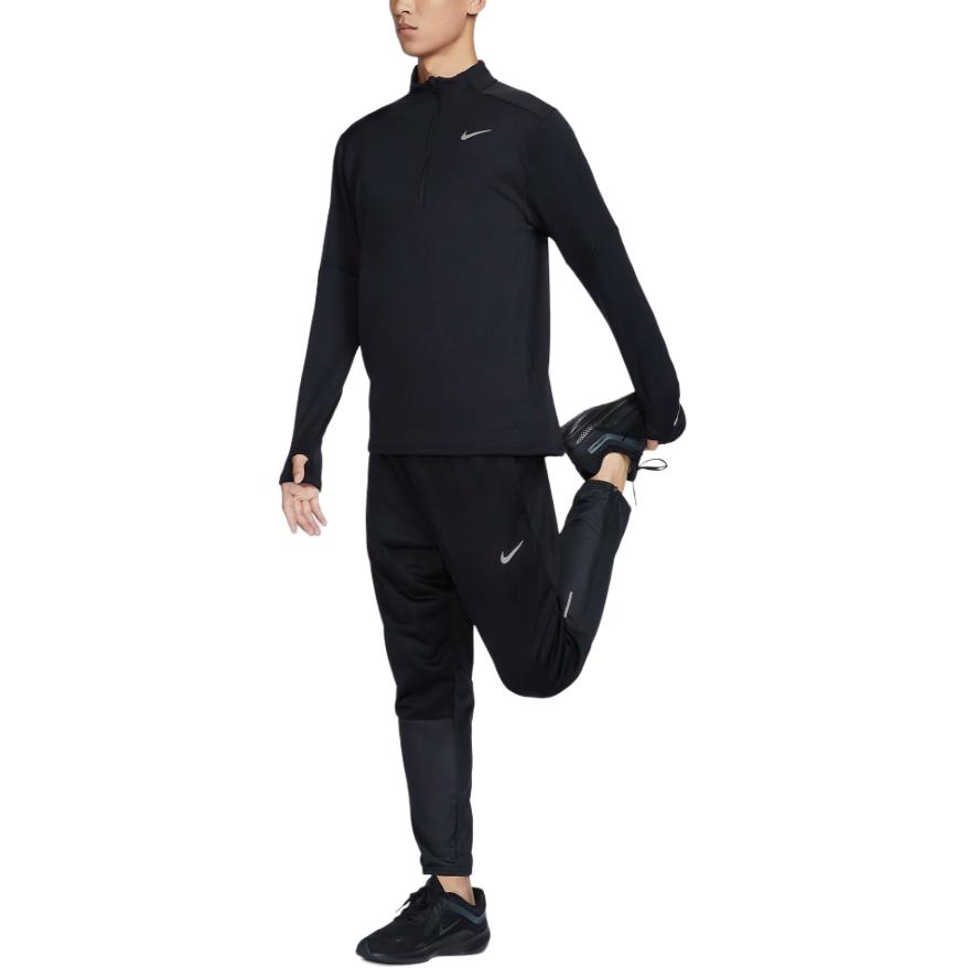 Nike Logo Stand Collar Half Zip Long Sleeve T-Shirt Men Tops Black FZ1150010