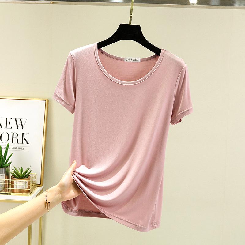 

Женский универсальный летний топ с коротким рукавом 2025: Похудение, Свободный крой, Повседневная базовая футболка X-Large
