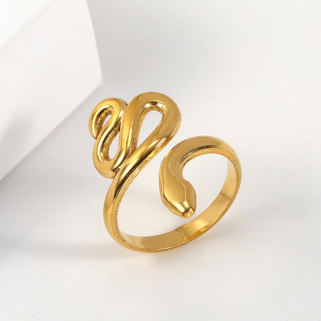 Cazador Stainless Steel Gold Color Open Rings for Women Animal Twisting Snake Finger Rings Punk Jewelry Party Mother Day Gift