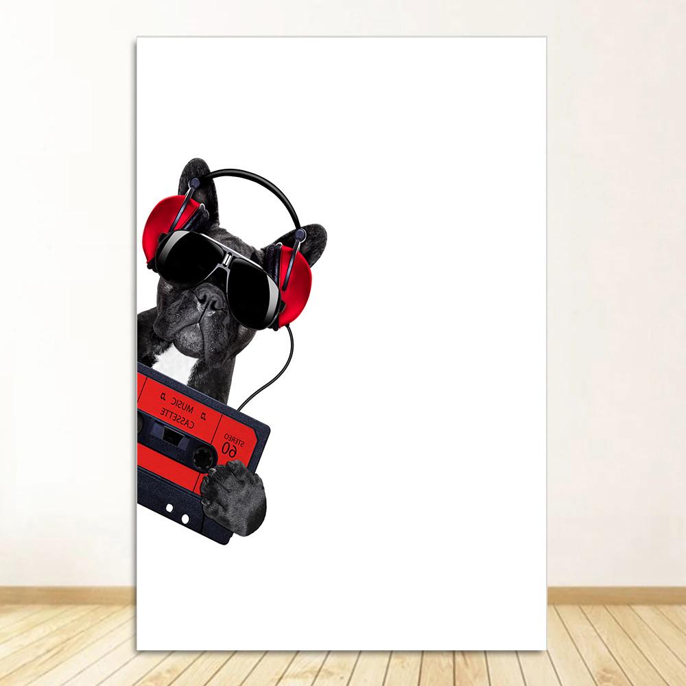 Nordic Style Boxing Dog Canvas No Frame Art Print Painting Poster Funny Cartoon Animal Wall Pictures For Kids Room Decoration