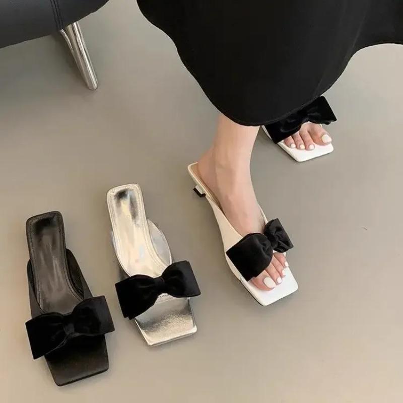 Fashion 2025Woman Slippers Medium Heel Outside Slides Stylish for Non Slip Easy Wears Korea Style Summer Footwear
