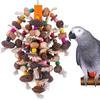 Large Parrot Chewing Toys Wooden Bird Cage Toy Natural Nuts Corn Parrot Toy For African Grey Macaws Cockatoos Other Large Birds