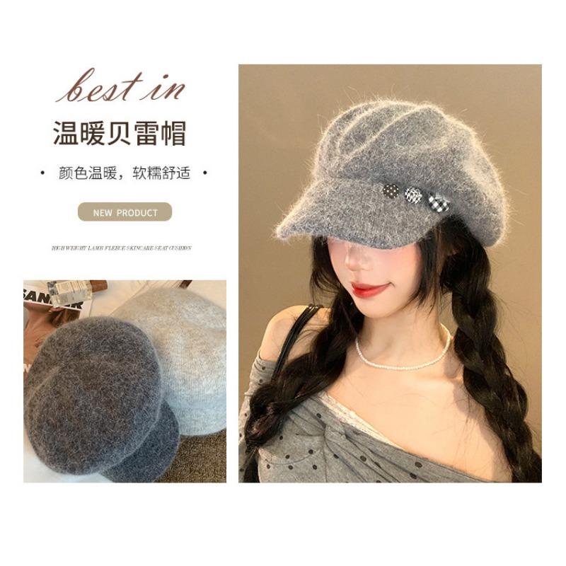 Women Vintage Knit Beret Warm Soft Painter Hat Large Size Versatile