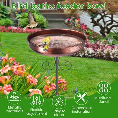 Garten-Vogelbad Metall Outdoor Stehendes Vogelbad 81CM Verstellbare Höhe Vogelfutter-Schale für Haus Terrasse Hof Garten Dekoration